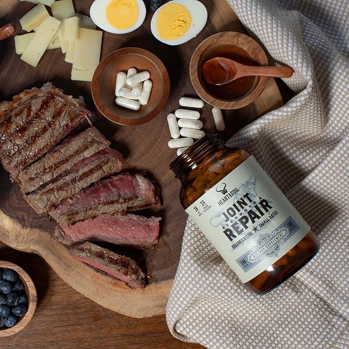 HEART & SOIL – 3000mg Joint Support Supplement with Grass-Fed Bone Marrow & Bovine Tracheal Cartilage for Mobility & Immune Function – Non-GMO, Allergen-Free - 180 Capsules