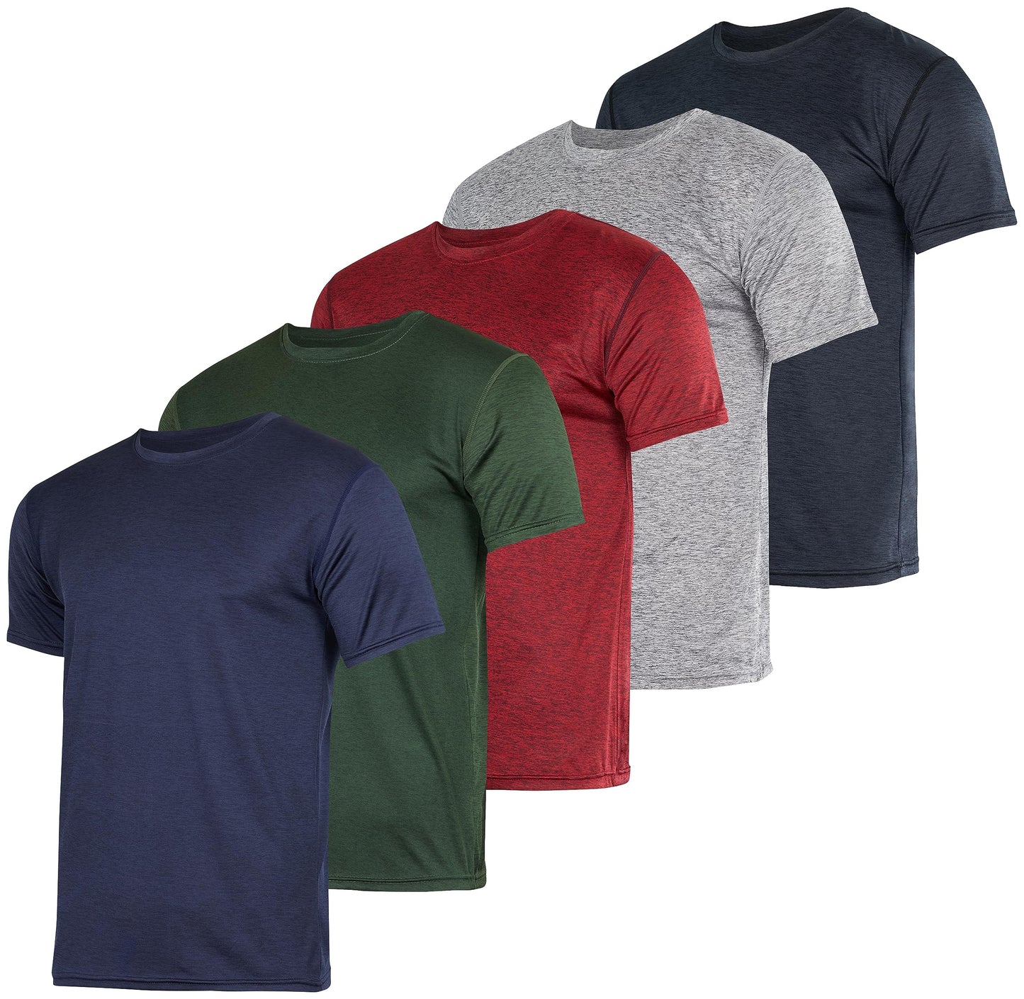 5 Pack Men’s Active Quick Dri Dry Fit Crew Neck T Shirts Athletic Running Gym Workout Short Sleeve Tee Tops Camisas Para Hombres Summer