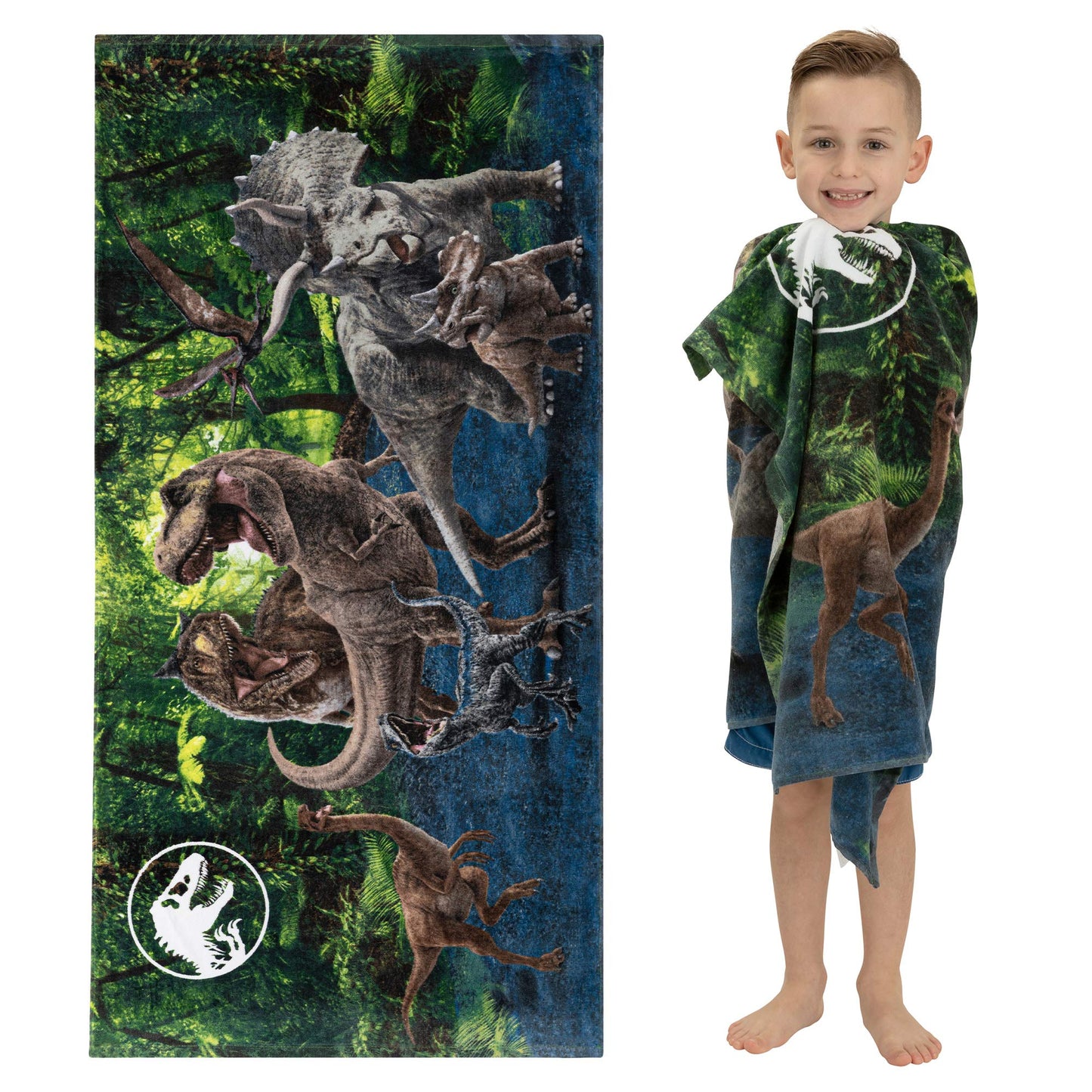 Franco Kids Super Soft Cotton Bath/Pool/Beach Towel, 58 In x 28 In, Jurassic World