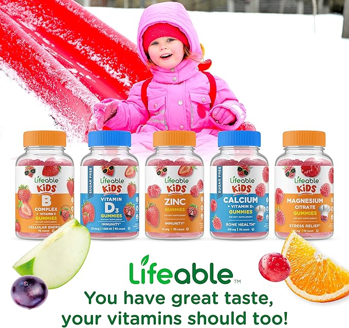 Lifeable Sugar Free Vitamin C for Kids – 250 mg – Great Tasting Natural Flavor Gummy Supplement – Vegetarian GMO-Free Chewable Vitamin – for Immune Support – for Children – 90 Gummies