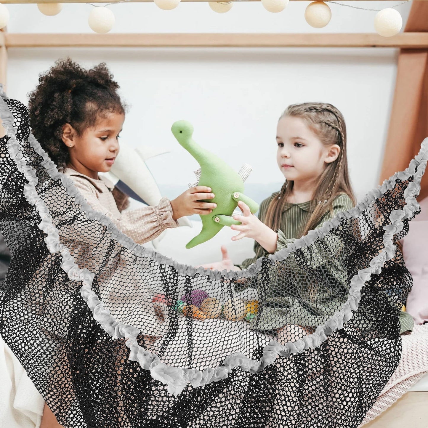 Baluue Bedside Hammock for Storage Toy Organizer Hammock Net Black 1Pack