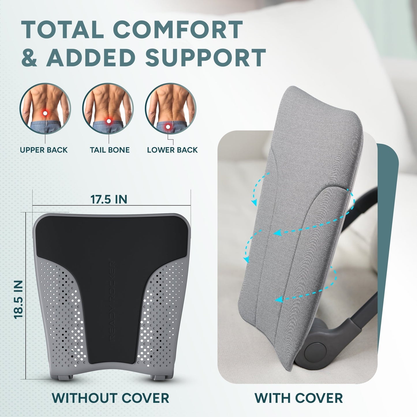 Ready Rocker Deluxe – Adjustable, Portable Rocker, Memory Foam Cover, Slate Grey