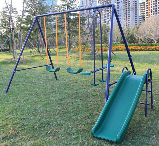 A-Frame Metal Swing Set w/ Slide outdoor playground