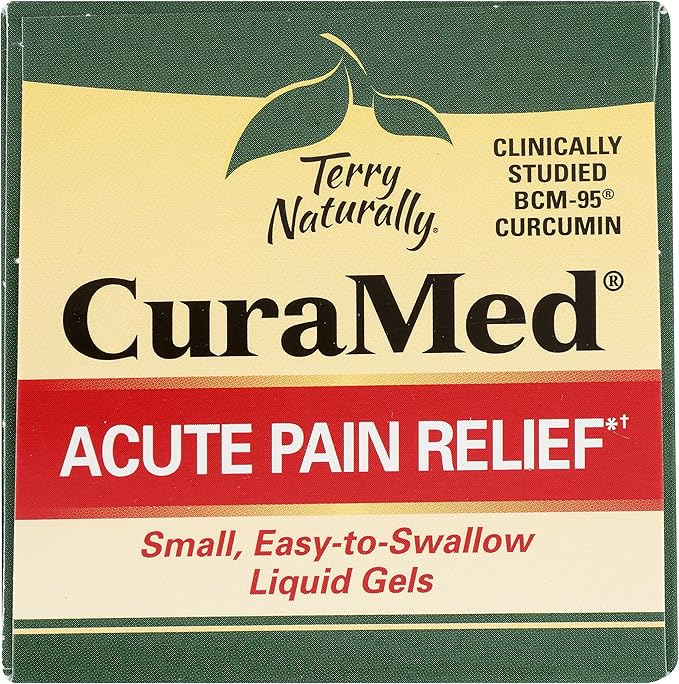 Terry Naturally CuraMed Acute Pain Relief - Supplement with BCM-95 Curcumin & BOS-10 Boswellia - Black Sesame Seed Oil to Support Relief of Occasional Discomfort - 120 Liquid Gels