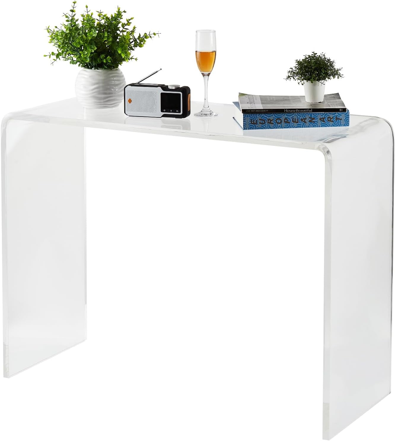 Acrylic Narrow Console Table for Entryway - 38 x 15 x 29 Inch Clear Acrylic Table with Square Legs, Slim Design for Sofa, Foyer, Hallway, and Living Room