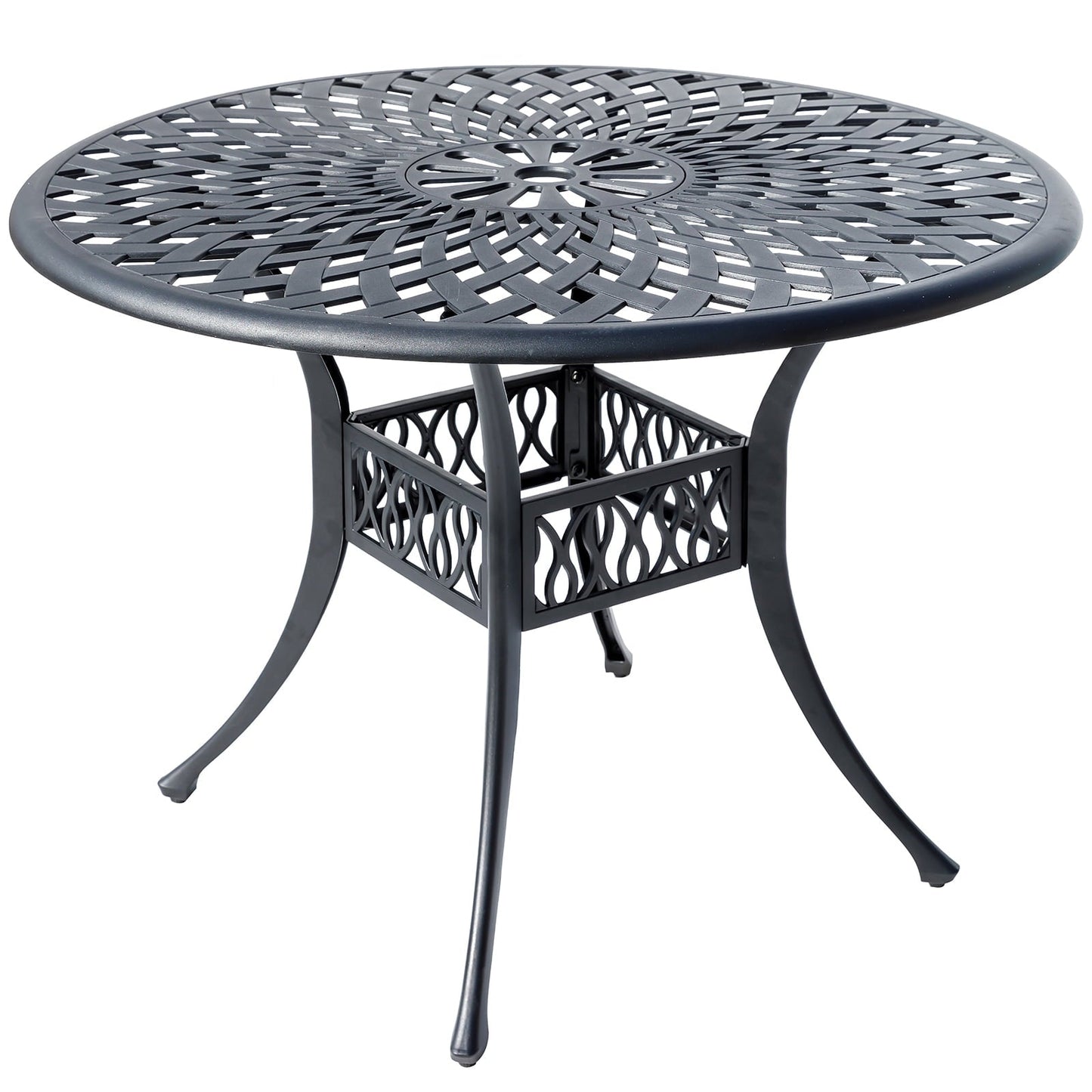 Withniture 42 INCH Patio Table with Umbrella Hole, Outdoor Round Cast Aluminum Bistro Table Bronze