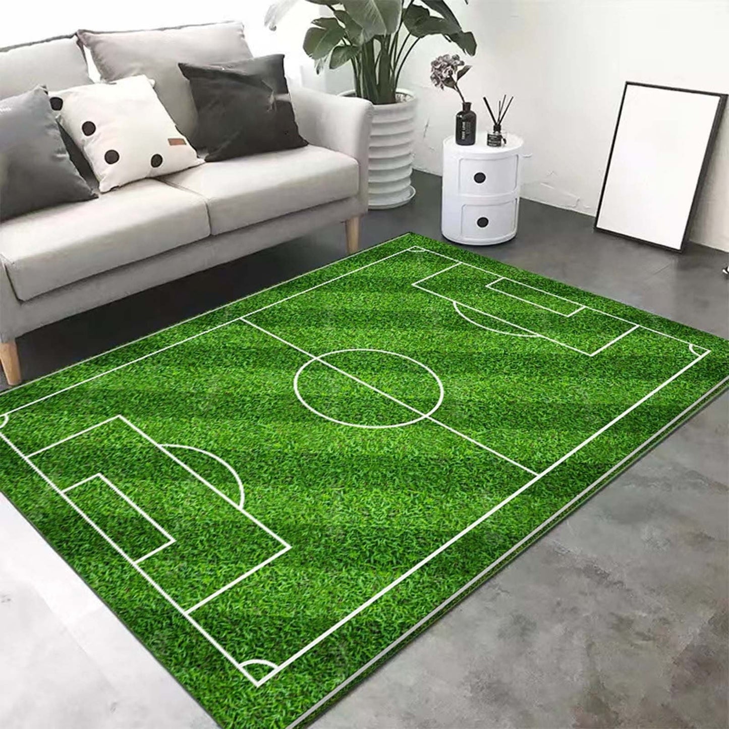 ZSBCMY Indoor Outdoor Soft Rug, Football Field Grass Design, Non-Slip Carpet for Living Room, Bedroom, Coffee Table Mats, Perfect Gift for Sports Enthusiasts