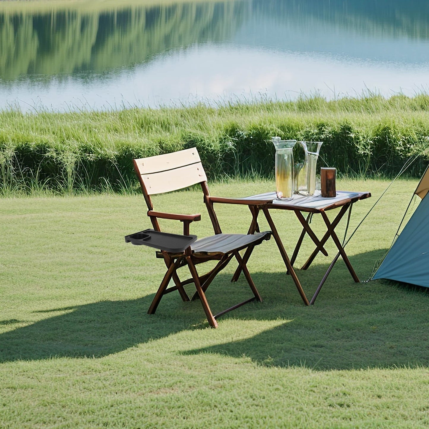 Worgeous 1Set Black Abs Plastic Folding Chair Holder for Chairs and Recliners Outdoor Cup Holder for Home Users