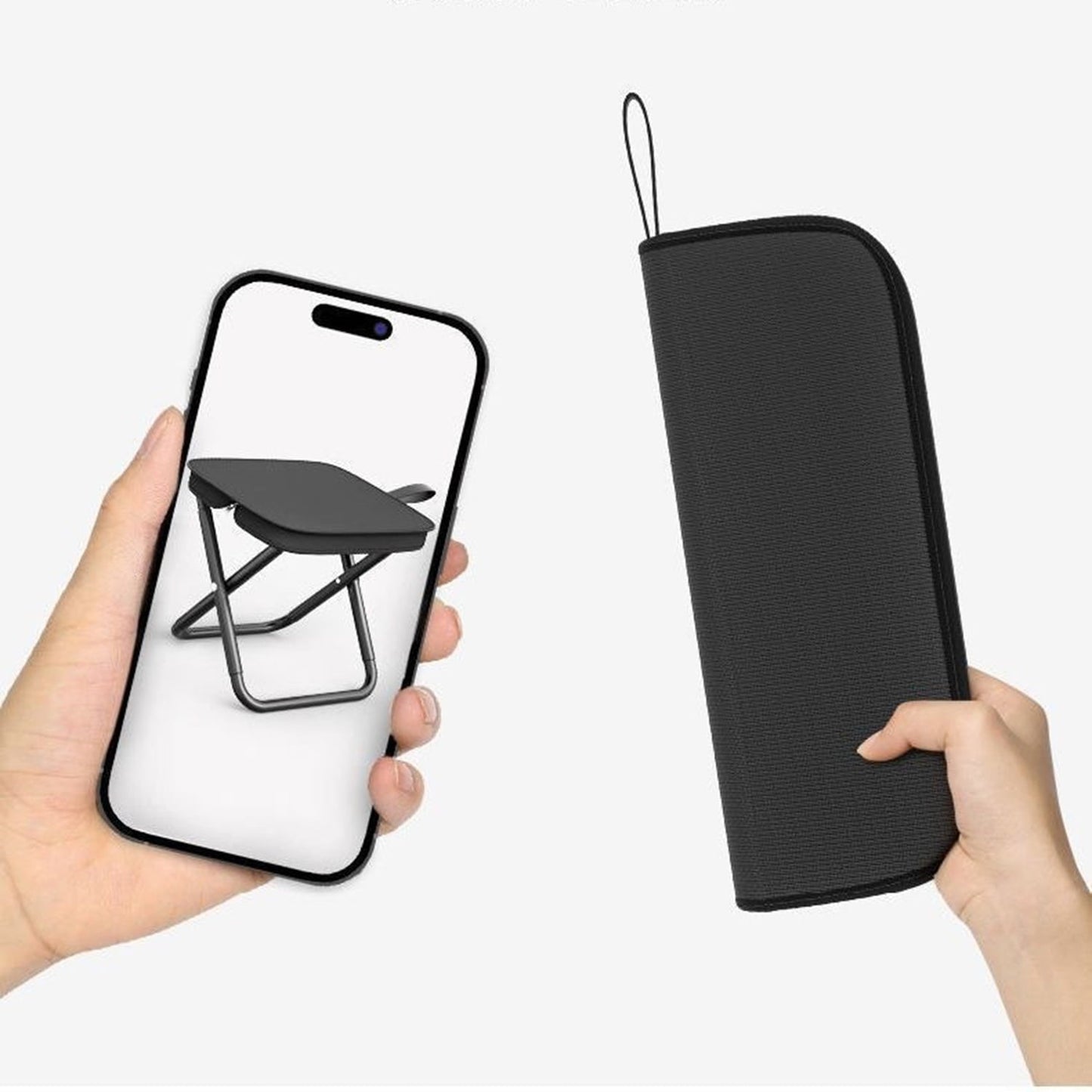 MDHAND Portable Folding Stool with Carry Bag, Camping Stool, Ultralight Folding Chair for Travel, Fishing, Picnic, BBQ (Black)