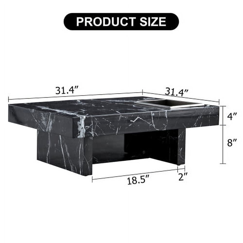 31.4" Modern Black Patterned Mdf Coffee Table - Stylish & Practical For Living Room