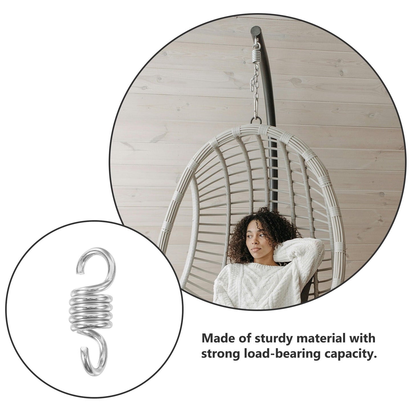 Amosfun 2Pcs Coil Spring For Swing Galvanized Iron For Patio Swing With Suspension