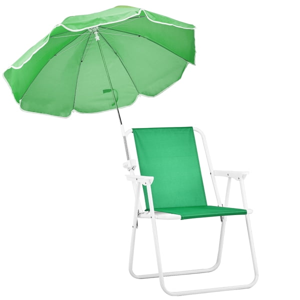 Folding Beach Chair with Umbrella for Adults, Lightweight Porable Camping Chair with 265lbs Capacity for Travel Picnic Concert & Outdoor Activities, Green