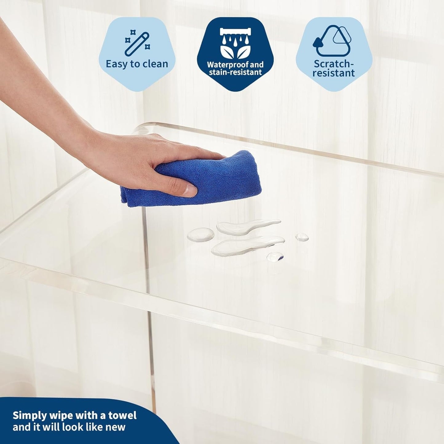 Acrylic Narrow Console Table for Entryway - 38 x 15 x 29 Inch Clear Acrylic Table with Square Legs, Slim Design for Sofa, Foyer, Hallway, and Living Room