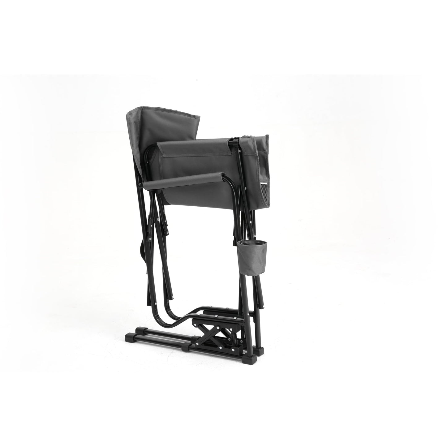 Leumius Outdoor Freestyle Rocker XL Oversized Foldable Rocking Camp Chair,Cup Holder,Gray