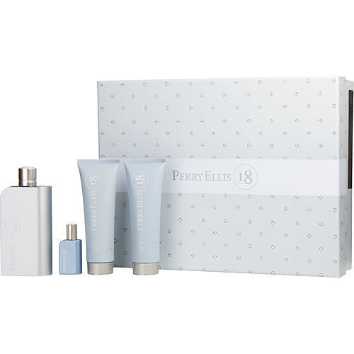 PERRY ELLIS 18 by Perry Ellis EDT SPRAY 3.4 OZ & AFTERSHAVE BALM 3 OZ & HAIR & BODY WASH 3 OZ & EDT SPRAY .25 OZ MINI(D0102HXLHW