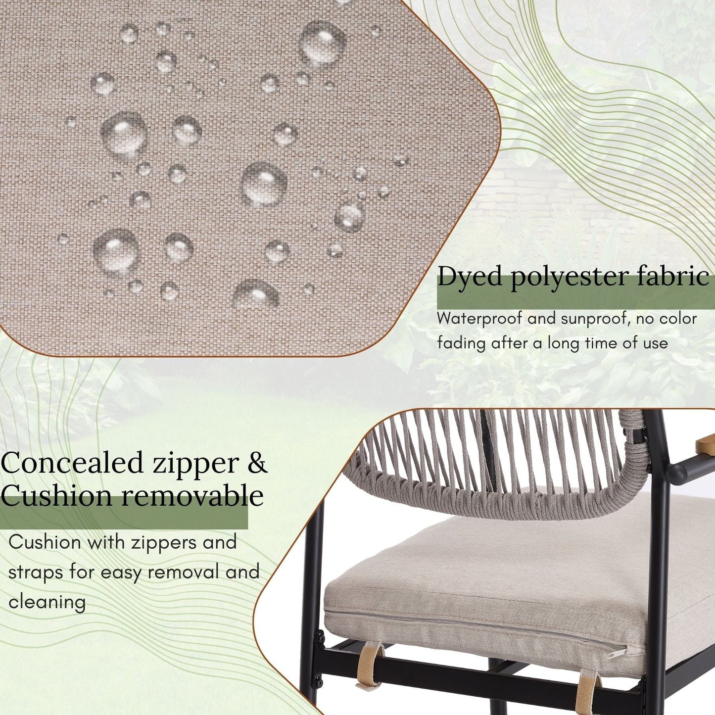 Patio Dining Chairs Set of 4, Wicker Outdoor Chairs for All Weather, Rattan Dining Chairs with Removable Cushions for Deck, Garden or Indoor Use, Beige