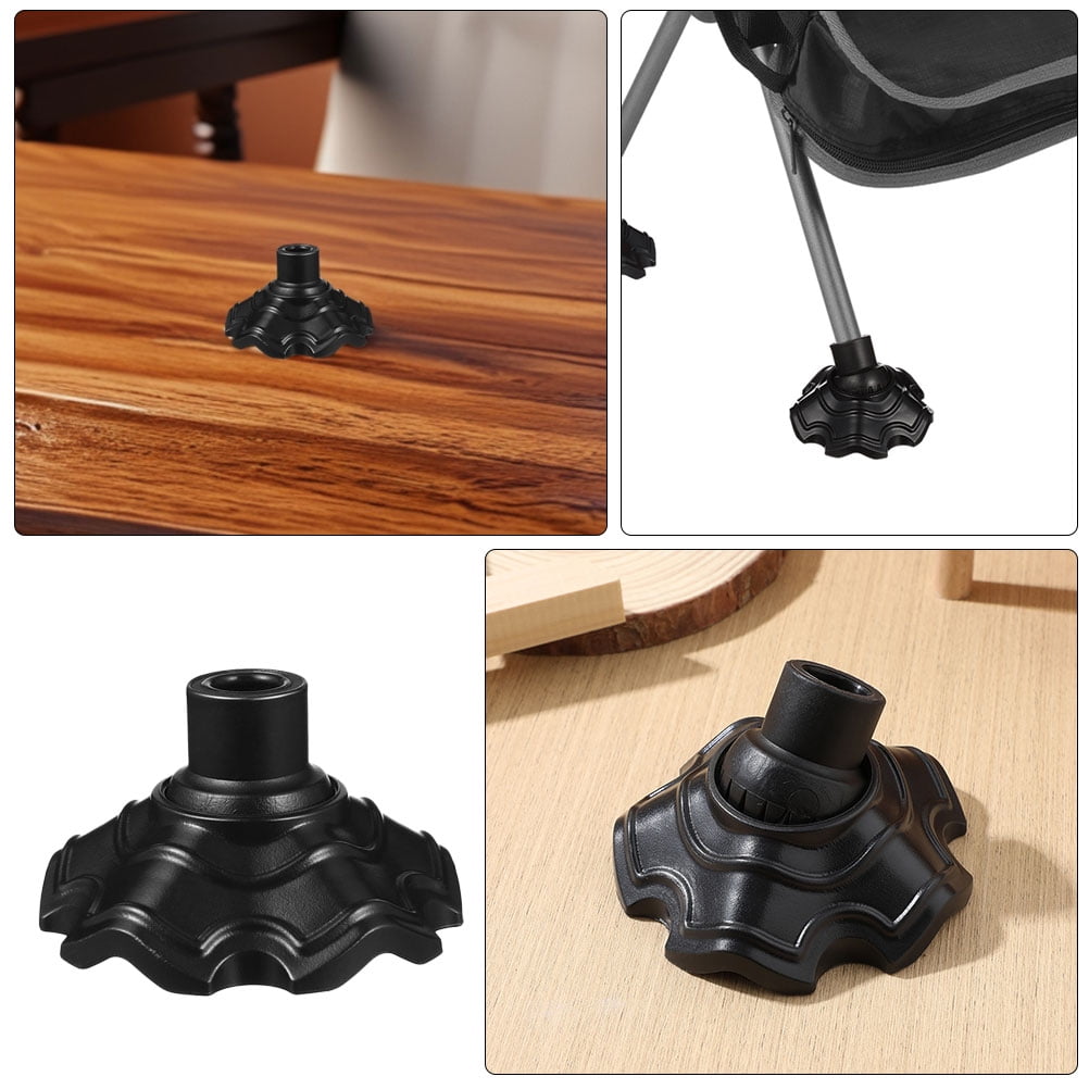 Amosfun 4pcs Chair Legs Caps Camping Chair Replacement Parts Black Plastic for Picnics
