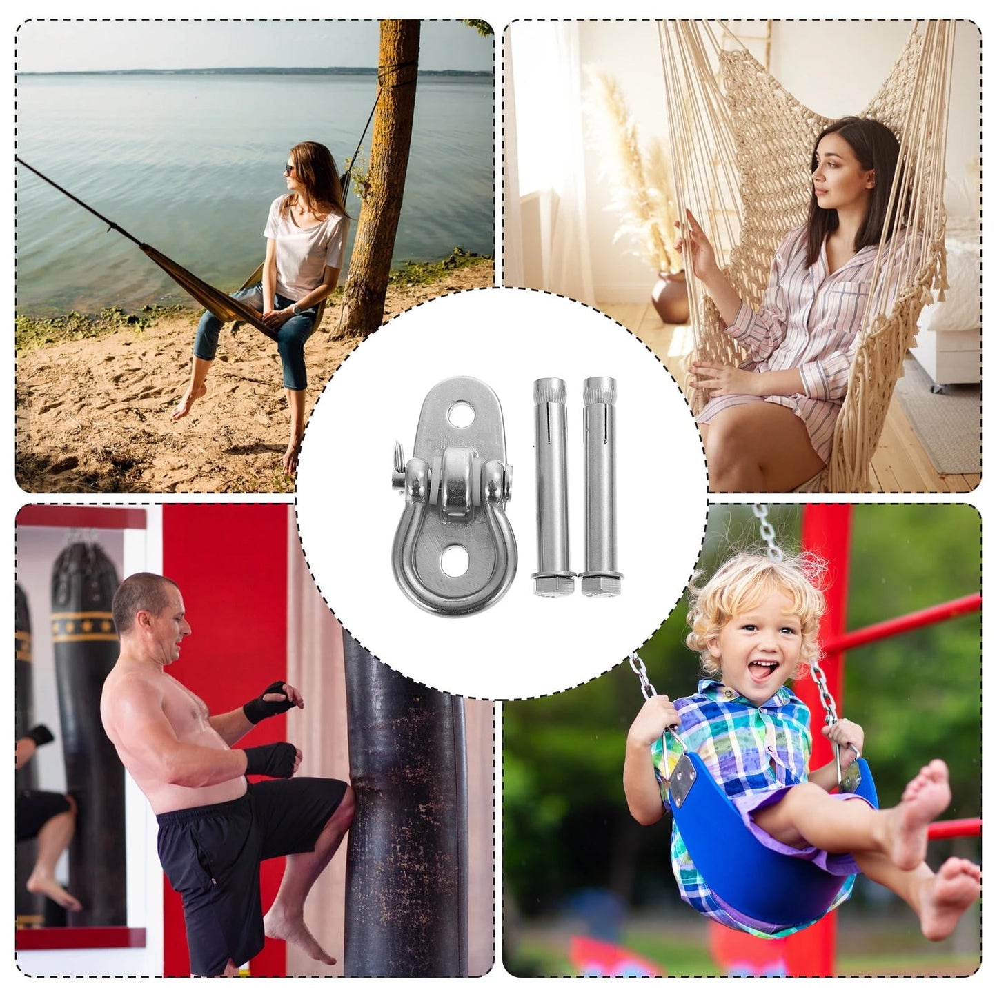 KAJNBN 1Set Heavy Duty Hammock Fitting Hanging Hook 7.8X6CM for Indoor Fitness Equipment