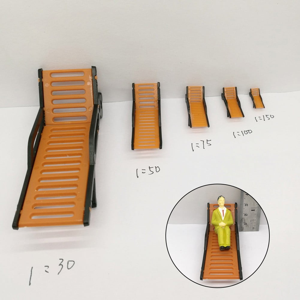 Yannee Model Train HO TT Scale 1:87 Bench Chair Beach Chair Layout 10 Pcs