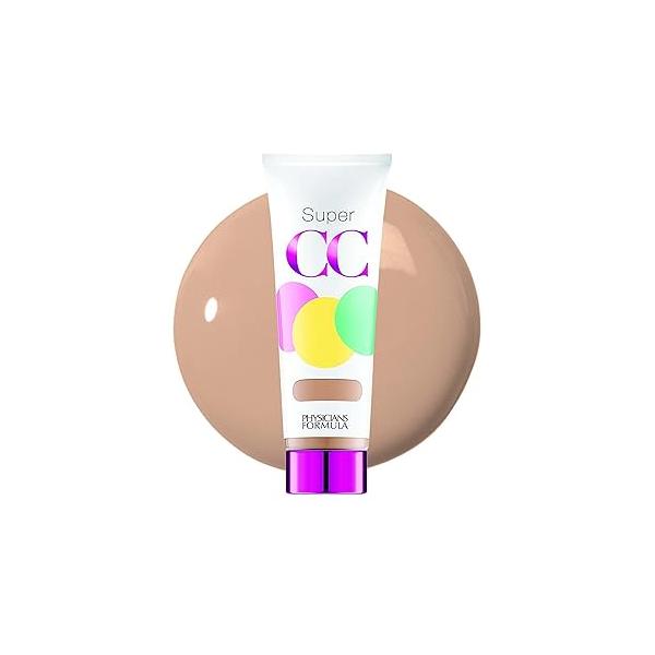 Physicians Formula Super CC+ Cream Color-Correction + Care Full Coverage Light Foundation, Anti Aging Hydrating Serum, For Uneven Skin Tone, Dermatologist Approved