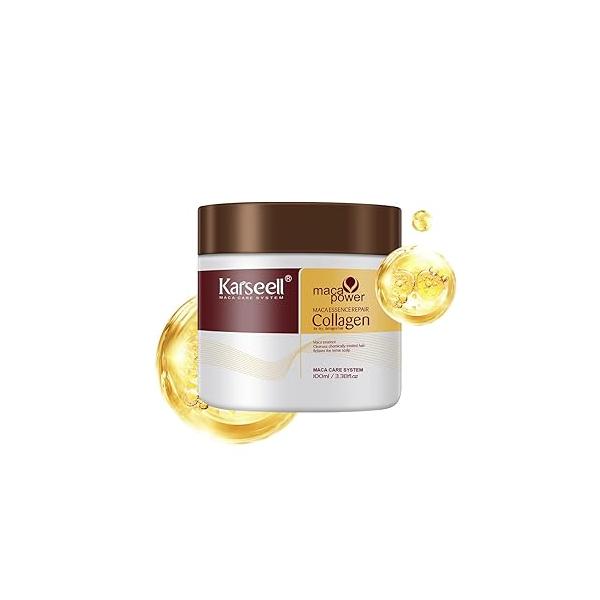 Karseell 3.38floz 100ml Collagen Hair Treatment Deep Repair Conditioning Argan Oil Mask Essence for Dry Damaged All Types