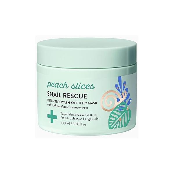 Peach Slices | Snail Rescue Intensive Treatment Wash-Off Face Mask 95% Mucin For Dark Spots & Blemishes Refreshing Calming Clear, Radiant, Hydrated Skin Care 3.38 oz