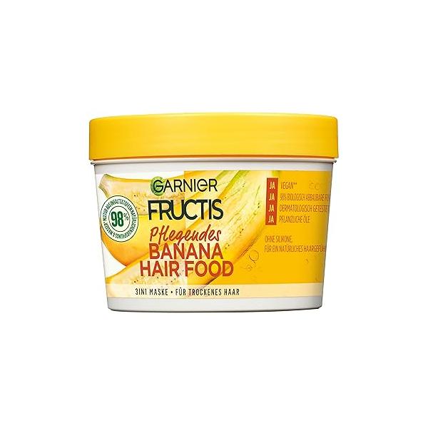 Garnier Fructis Nourishing Banana Hair Food, 3-in-1 Mask for Dry Hair, Nourishes and Gives Smoothness, 390 ml