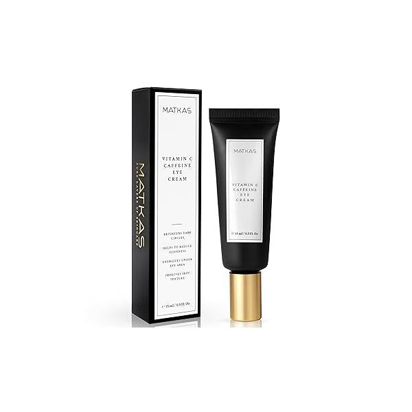 MATKAS Korean Vitamin C Caffeine Eye Cream for Dark Circles 0.5 Fl Oz - Under Treatment, Eyes Anti Aging Puffy