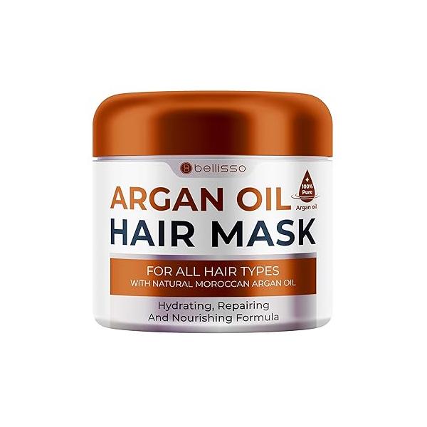 Moroccan Argan Oil Mask - Deep Conditioning Moisturizer for Dry, Extremely Damaged Hair Hydrating Repair Treatment Split Ends With Collagen and Keratin Curly, Frizzy Color Treated