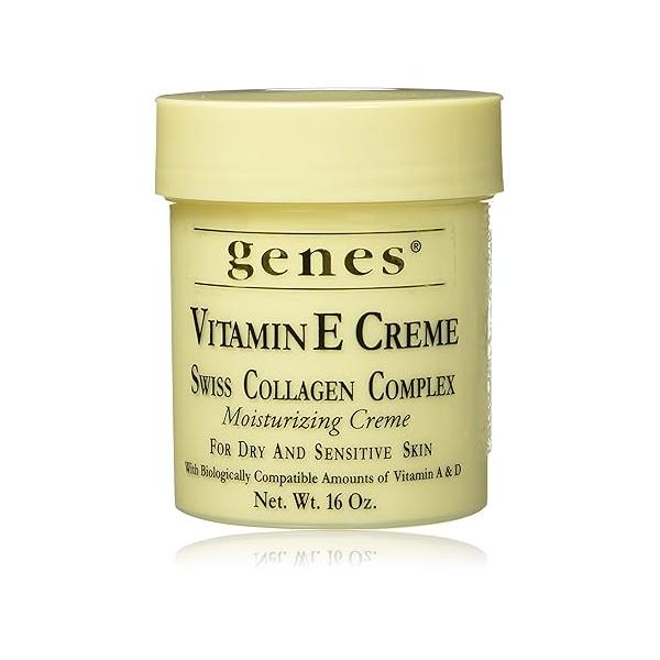 Genes Vitamin E Creme Swiss Collagen Complex Moisturizing for Dry and Sensitive Skin 16 oz