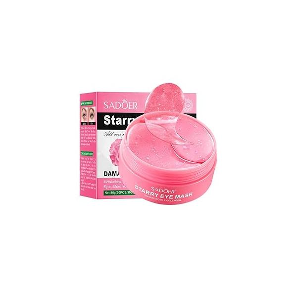 60pcs/30pairs Rose Hyaluronic Acid Eye Masks,For Moisturizing Patches, Firming Skin, Smoothing Fine Lines, Starry Masks, More Youthful 80g.