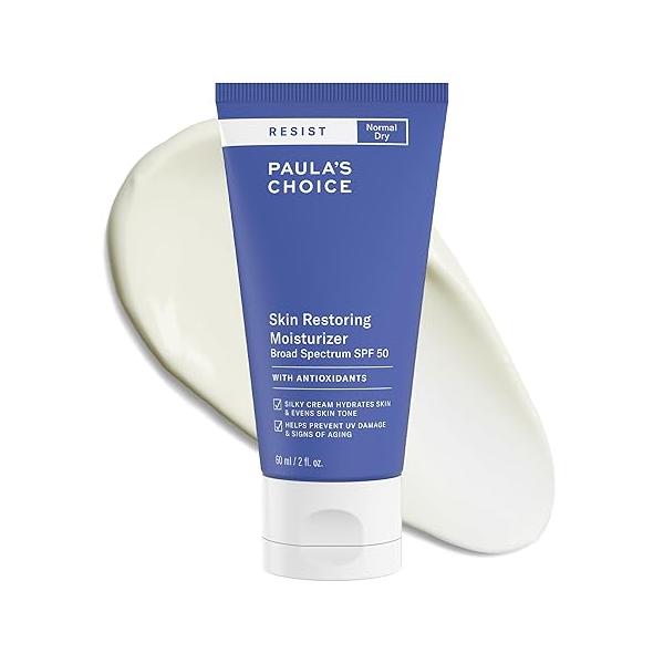 Paula's Choice RESIST Skin Restoring Moisturizer SPF 50, UVA & UVB Protection, Shea Butter Niacinamide, Anti-Aging Sunscreen for Dry Skin, 2 Ounce