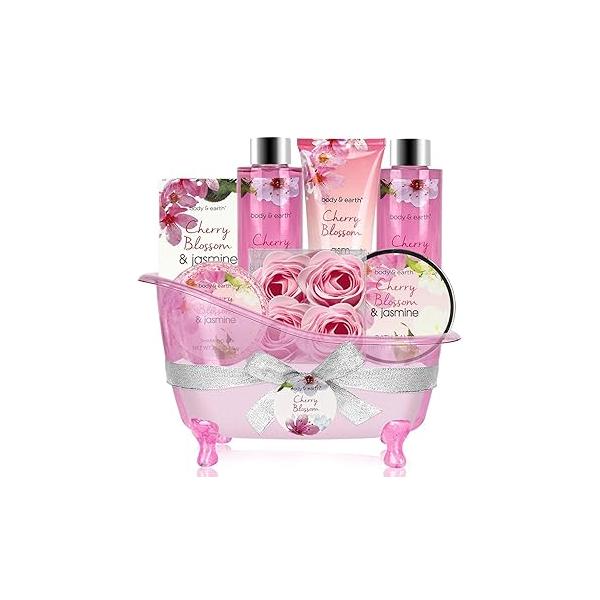 Gift Baskets for Women Body & Earth Bath and Set Her, Cherry Blossom Jasmine Spa Gifts Mothers Day Regalos Para Mujer
