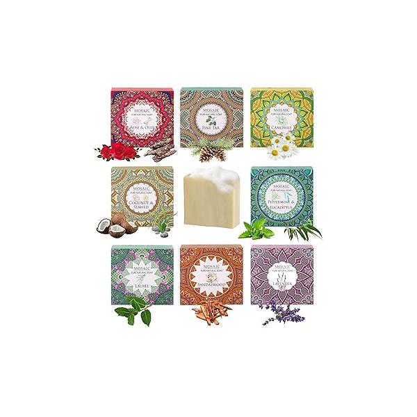 AEGEAN 100% Natural Bar Soap w/Organic Ingredients, Vegan Soap, Moisturizing, Handmade, Scented w/Premium Essential Oils, Body Bars for Women & Men