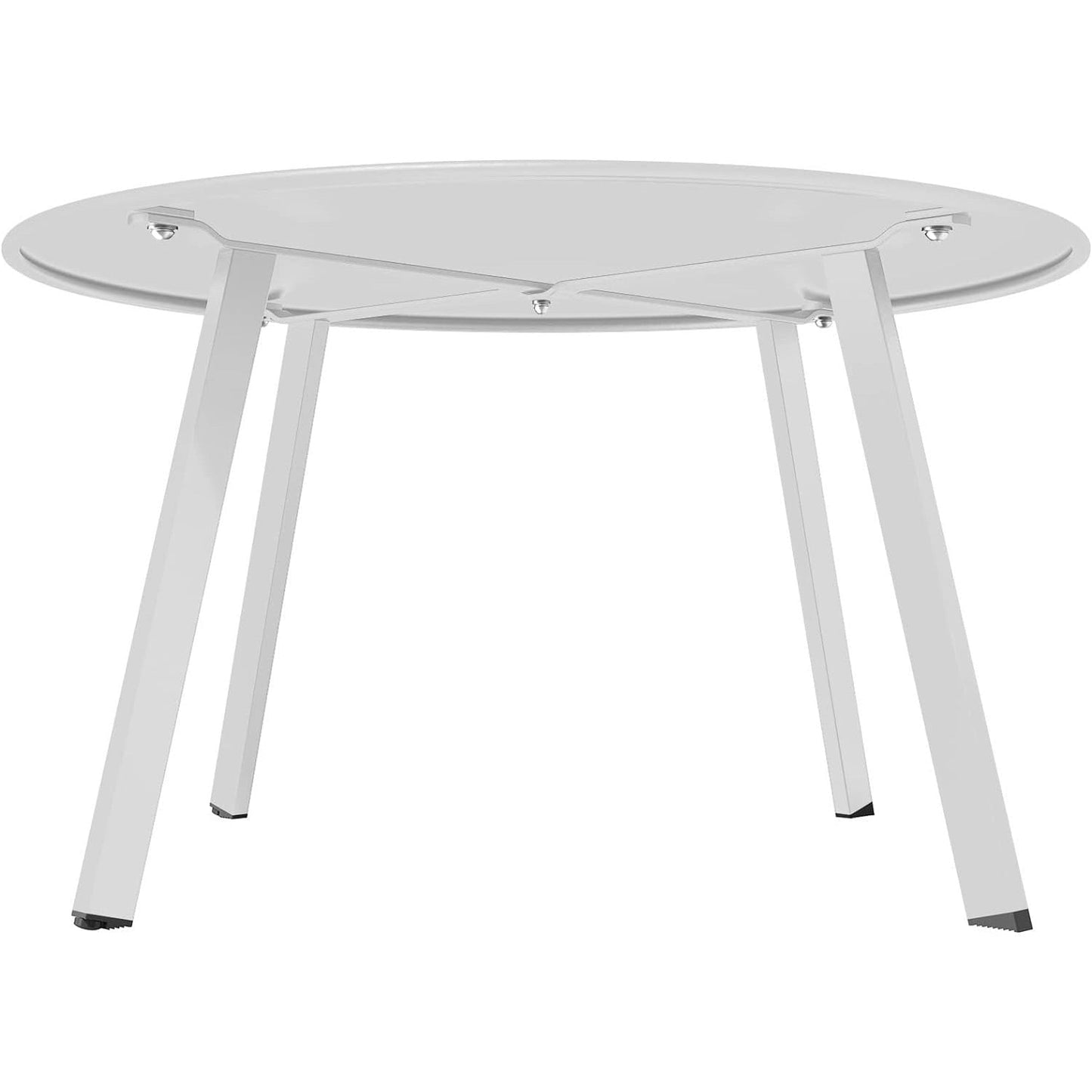 Compact Round Coffee Table - Modern 3-Leg Design with Black Rubber Feet, Perfect for Small Spaces - White