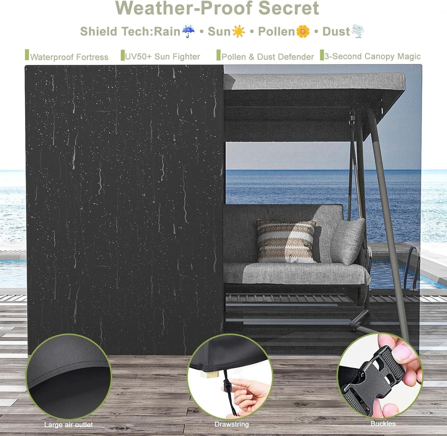 TQKVIPI Oversized 4 Person Outdoor Porch Swing with Adjustable Backrest Canopy,2-in-1 Swing Bed 800 lbs Capacity,Patio Swing with Removable Cushions for Yard Garden Poolside Balcony