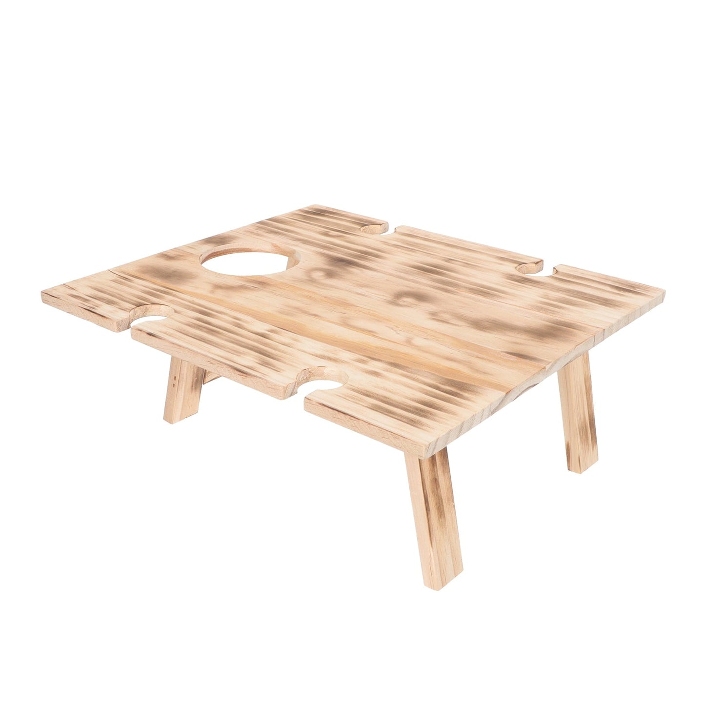 FUEENIRVA 1Pack Portable Small Table Brown Wood for Outdoor Activities Camping Picnic Desk Lightweight Foldable Design