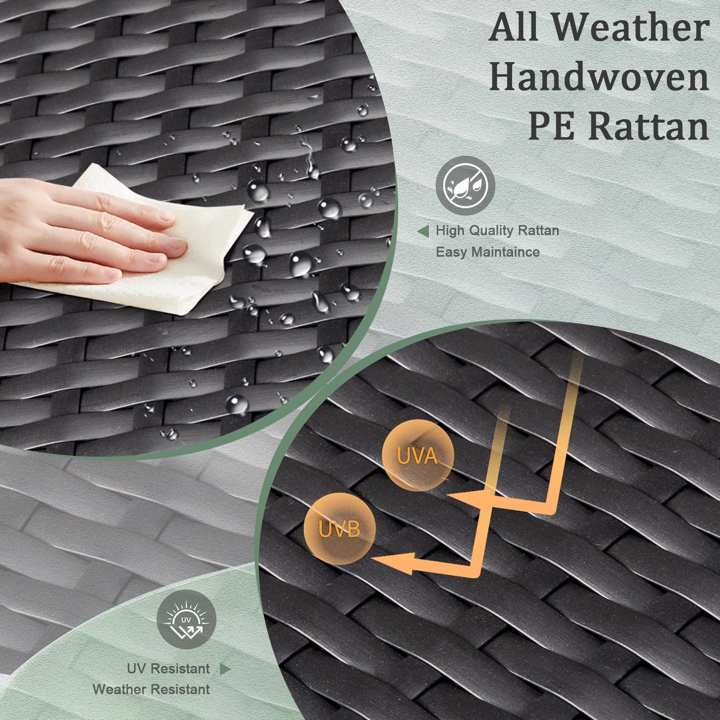 Ktaxon Wicker Side Table with Storage, 13 Galllon Ratten Storage Side Box Container, Wicker Storage Coffee Table for Outdoor Indoor, Black