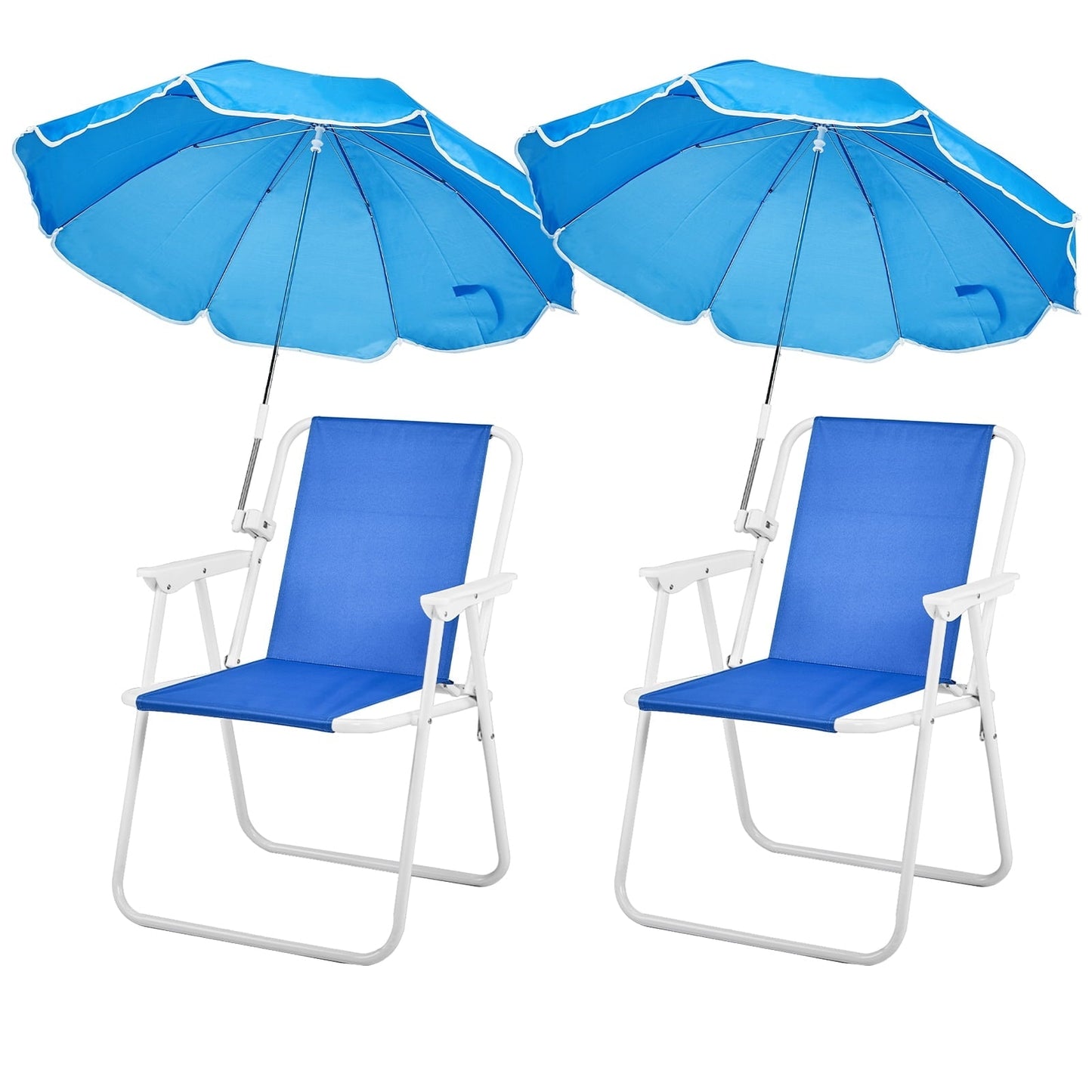 UBesGoo Folding Beach Chair with Umbrella 120kg Capacity, Lightweight for Outdoors, Camping & Travel, Blue