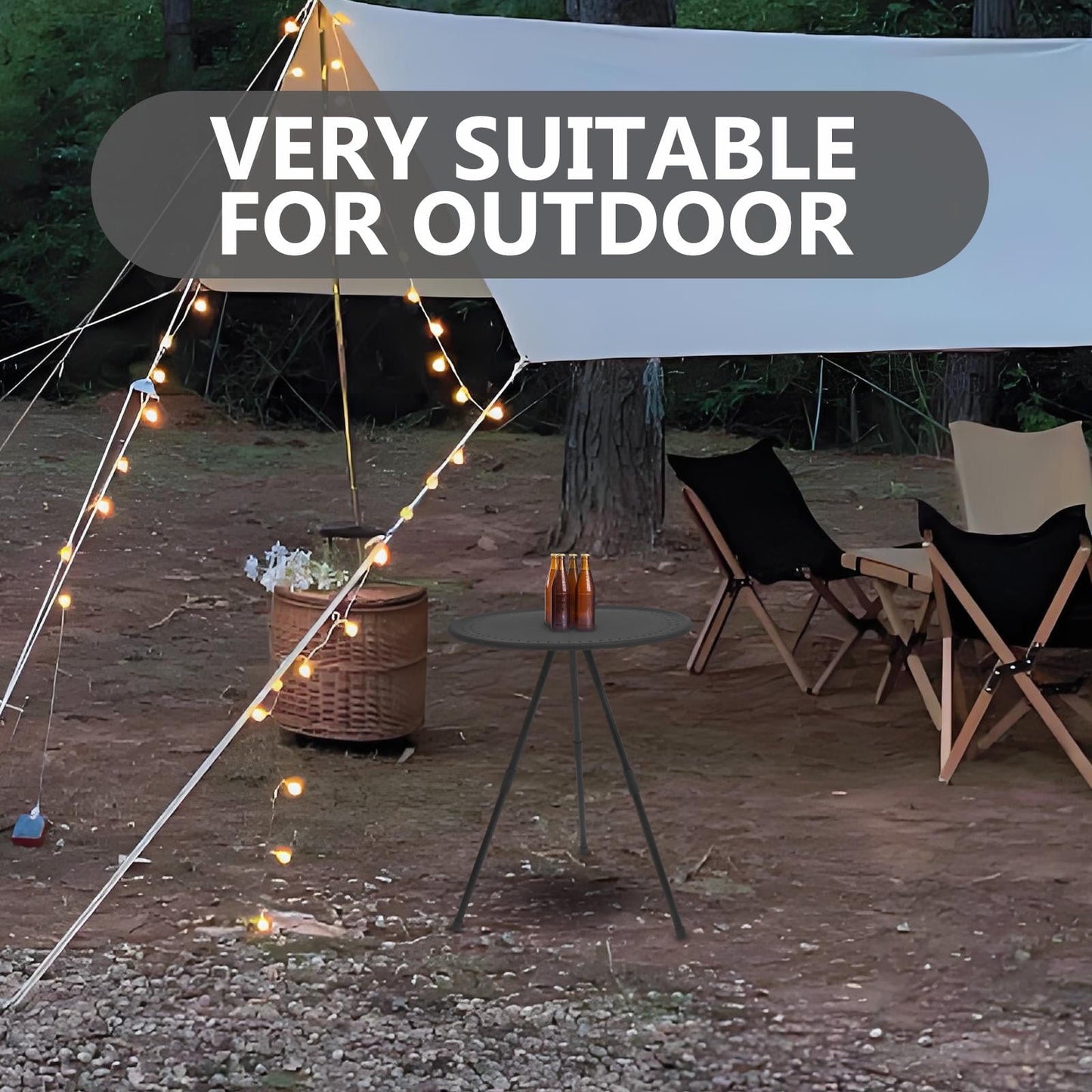 Pawsdot Compact Hiking Table for Home Use Round Black 1Pack