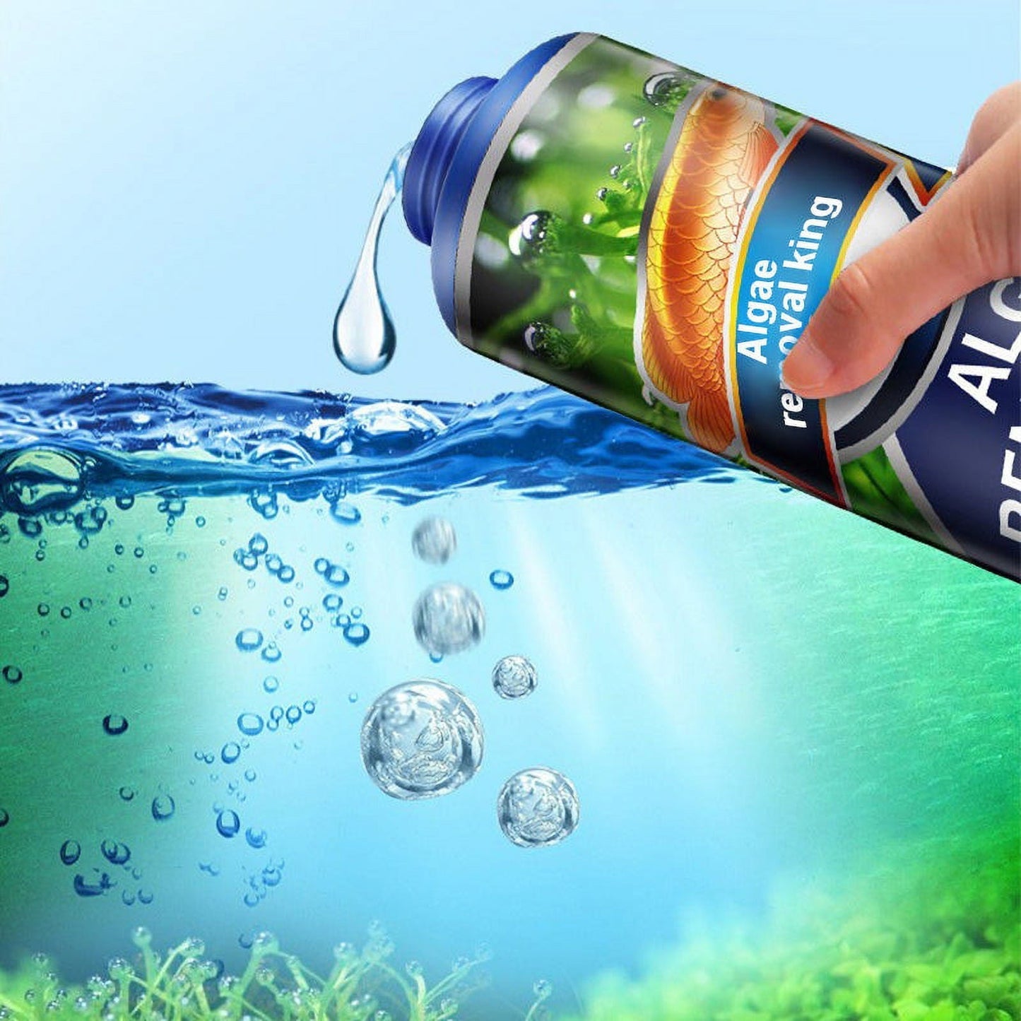 Aquarium Algae Remover | Fish Tank Algaecide & Moss Control Solution | Green Water, Brown Silk, Blue Moss Cleaner | Safe Aquarium Cleaning Agent | 300ml Bottle | Effective Water Clarifier