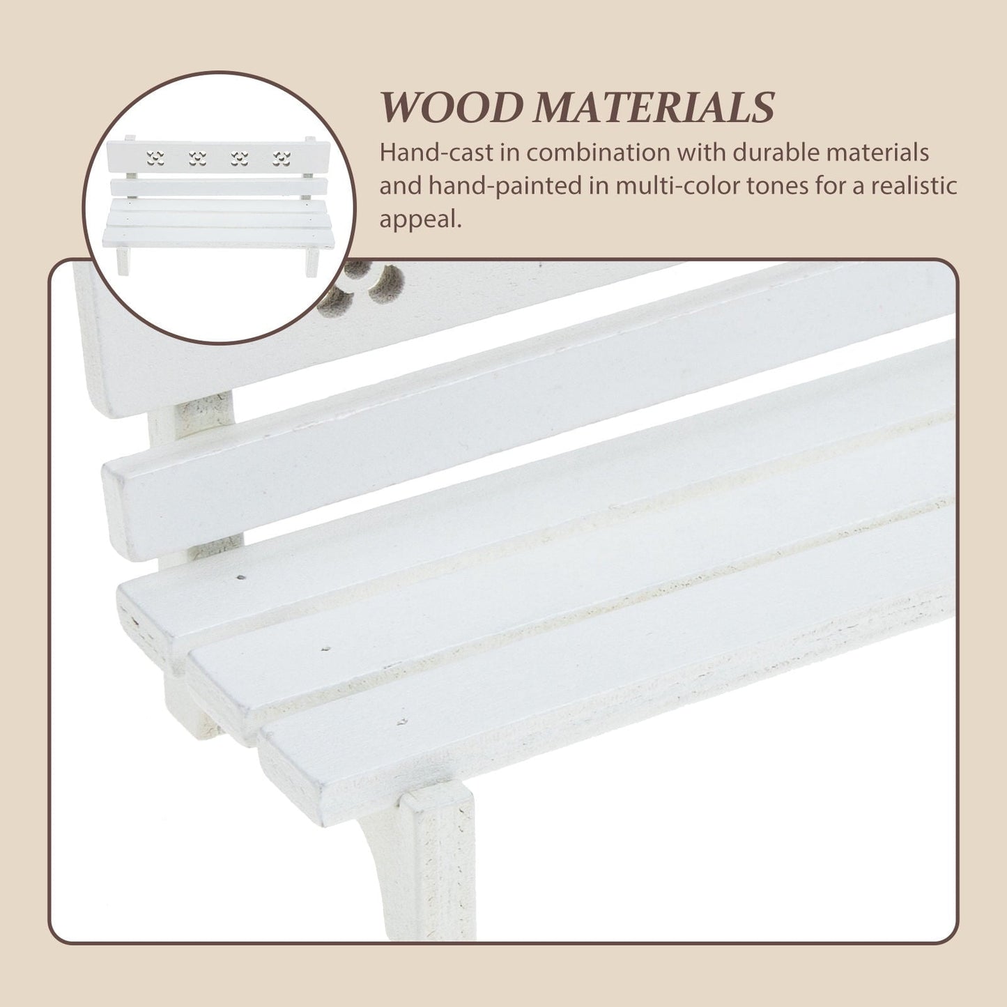 TINKSKY Micro Landscaping Decor Small Bench Miniature Garden Bench White Plastic 1Set Rustic Scene Layout