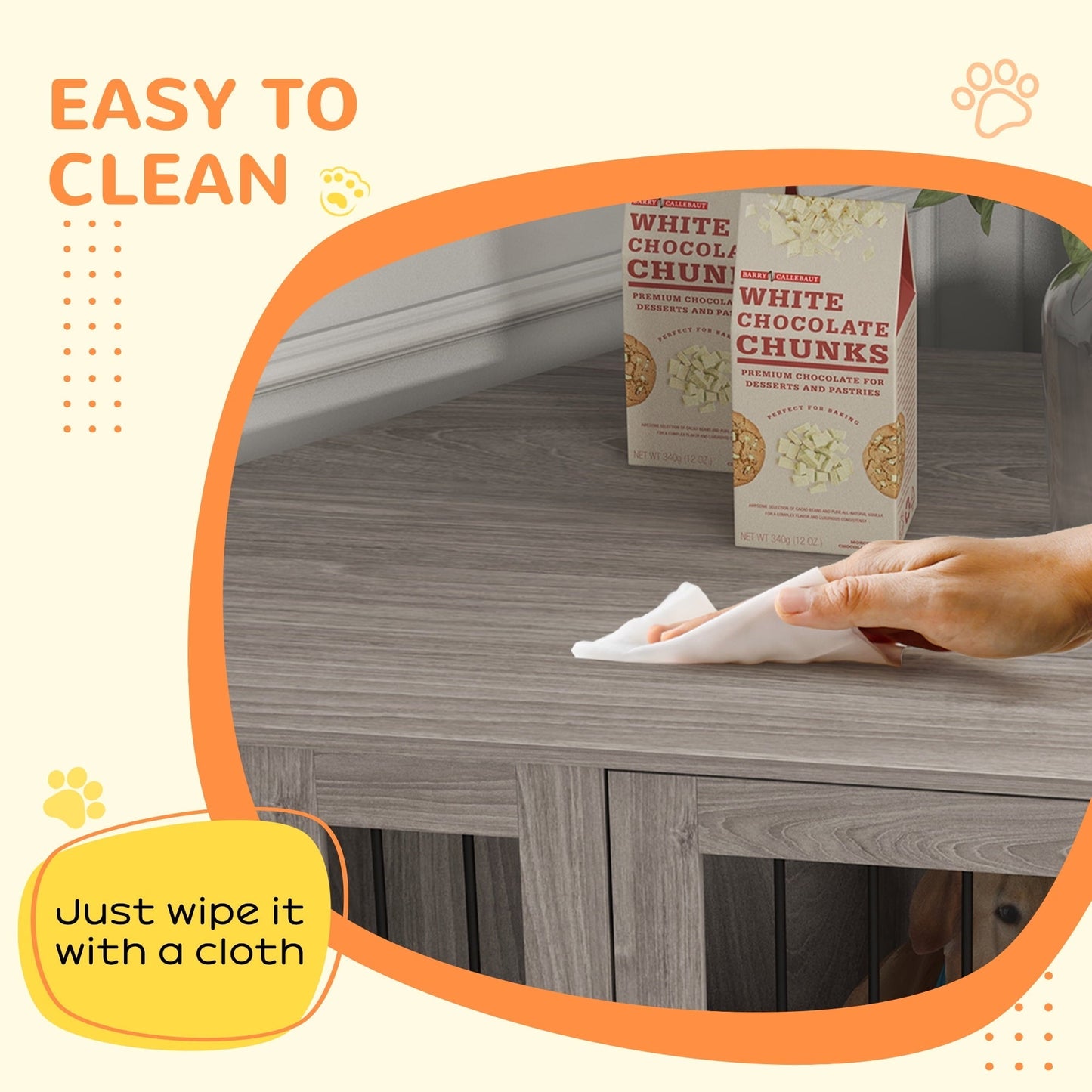 Noaman PawHut Corner Dog Crate Furniture, End Table Kennel for Large Dogs Up to 66lbs, 47.75"L x 24"W x 27.75"H, Walnut Brown with Cushion