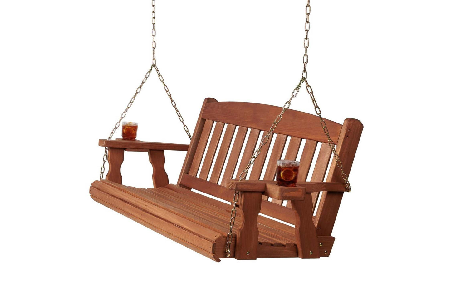 Amish Heavy Duty 800 Lb Mission Treated Porch Swing with Hanging Chains (5 Foot, Cedar Stain)