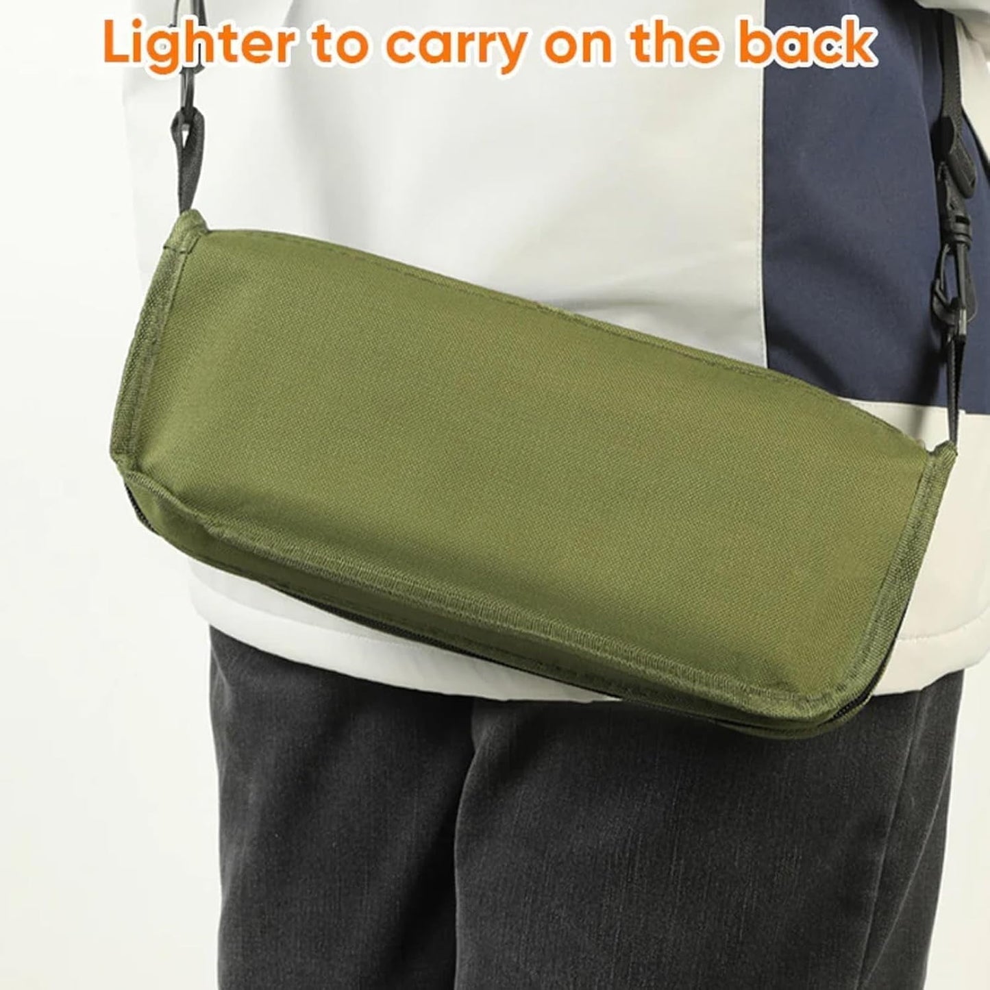 Foldable Backpack Stool, Mountaineering and Hiking Portable Stool, Pocket Handbag Stools, Lightweight Outdoor Seat with Adjustable Strap, Outdoor Zipper Pack Folding Chair for Travel Fishing