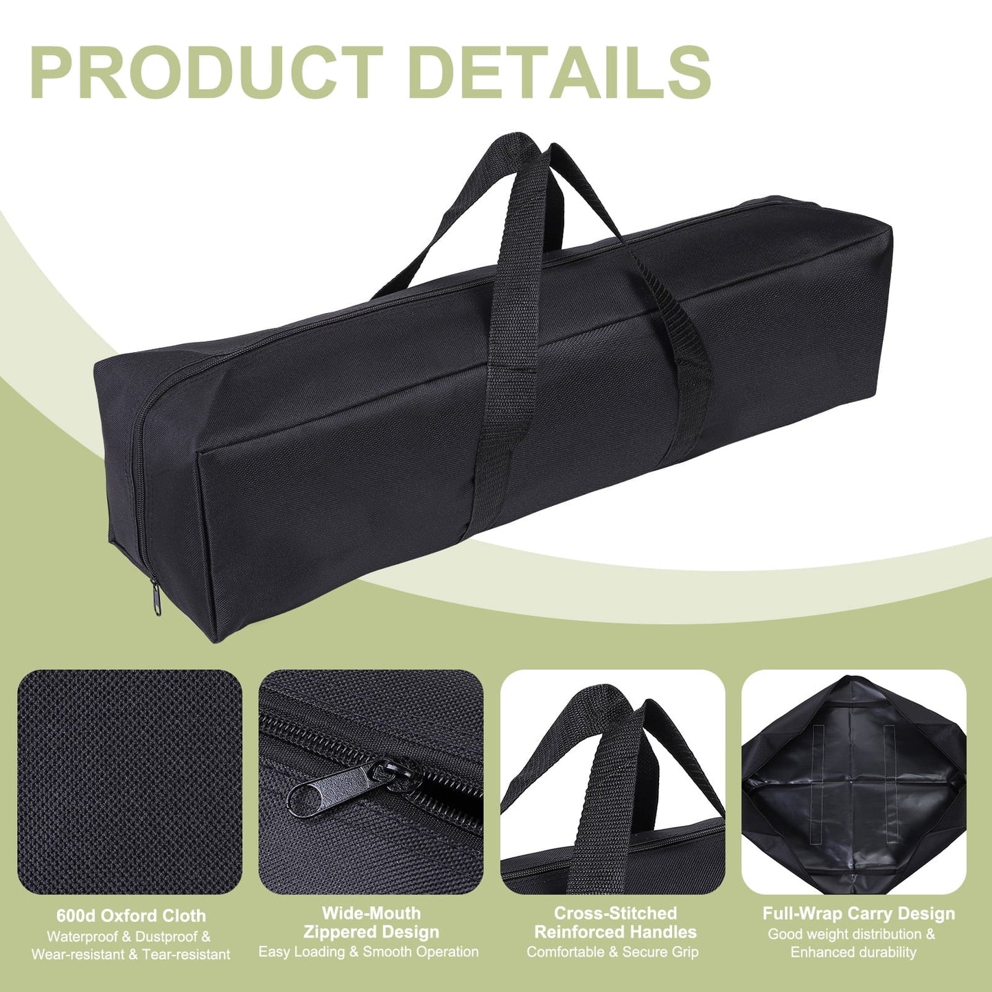 Uxcell Camp Chair Replacement Bag, Camping Folding Chair Bag with Handle Strap, 26 x 6 x 6 Inch for Outdoor (Black)