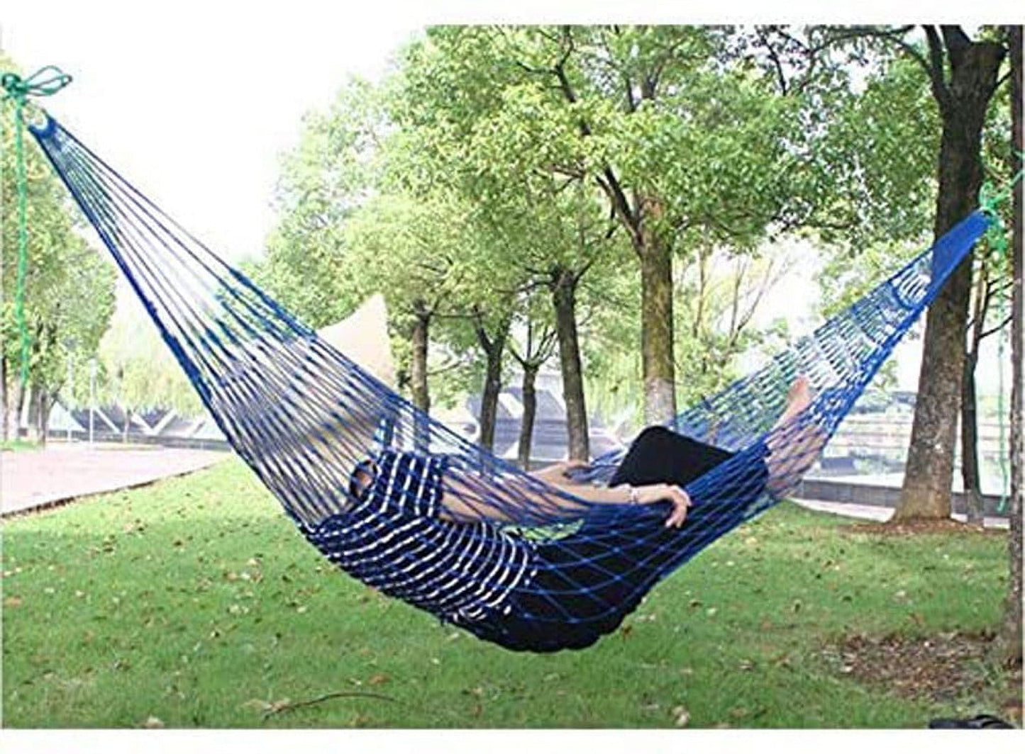 OAVQHLG3B Camping Hammock, Nylon Mesh Rope Hammock Comfortable Hanging Bed for Outdoor Camping Net
