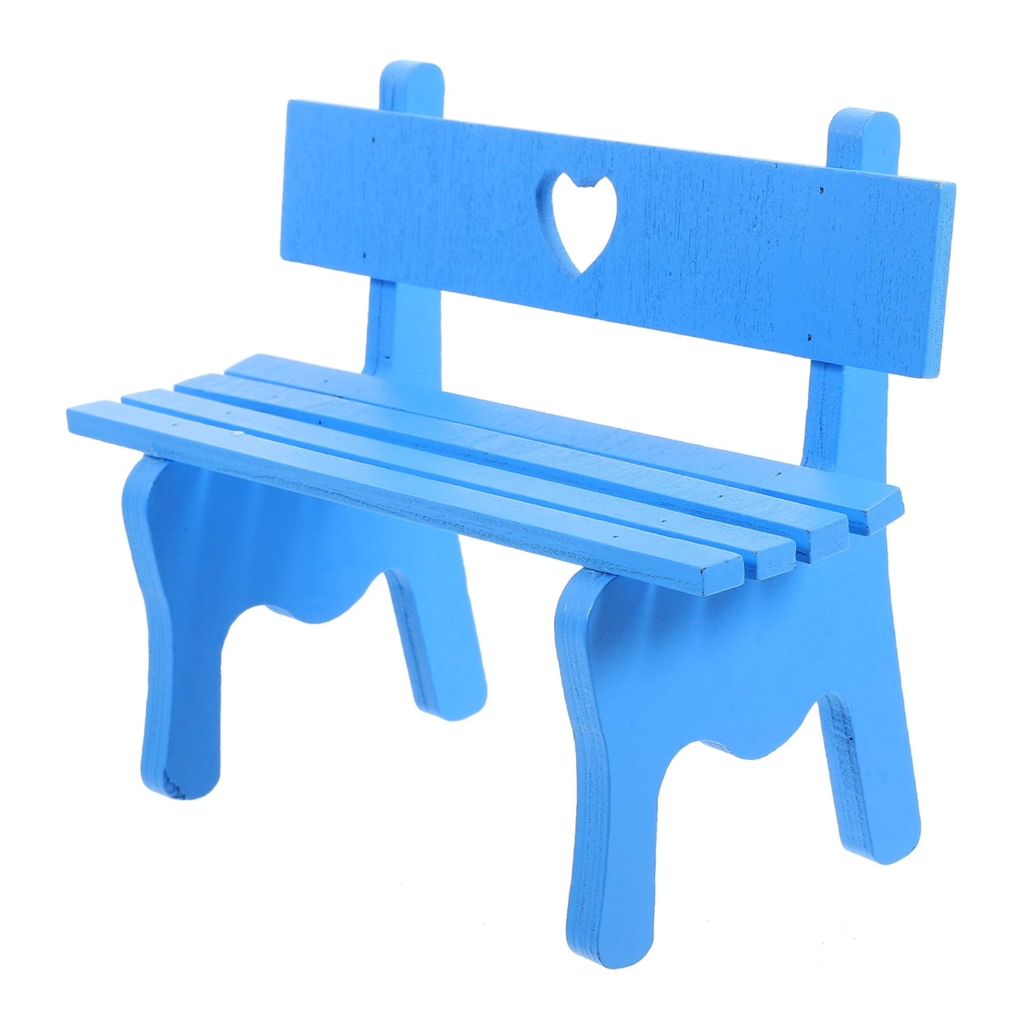 Clispeed 1PC Retro Tiny Bench Decor Garden Benches Blue Metal for Mini House Living Room
