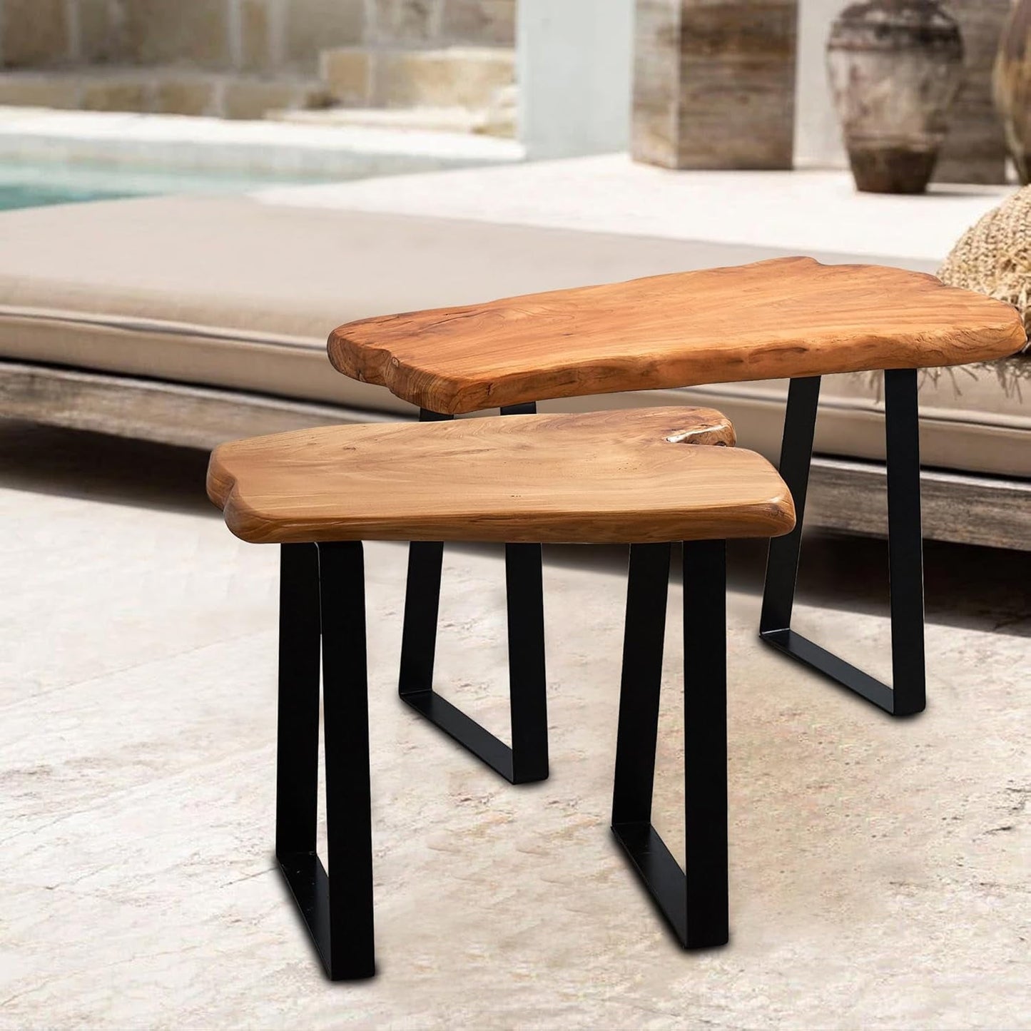 Natural Live Edge Cedar Wood Entryway  ，Rustic End Table Living Room Accent Solid Coffee Side Table Bedroom Vintage Outdoor Garden Stand Foot Stool