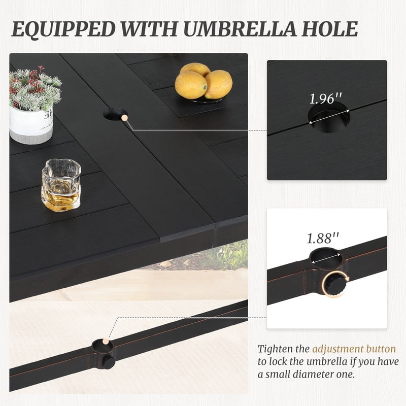 Dycanpo Outdoor Dining Table,HDPS All-Weather Material Outdoor Table for Patio Lawn Garden,Black